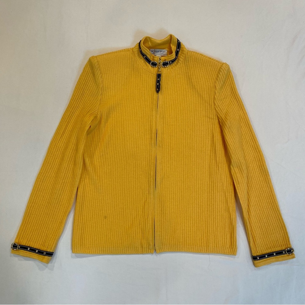 Vintage St. John Yellow Santana Knit Women's Jacket and Tank Top Set, S, Preppy - Picture 4 of 16
